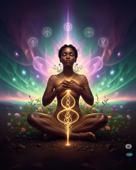 magem simbólica mostrando a Alma despertando no corpo com consciência, prazer e conexão espiritual ancorada na Terra.